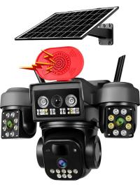 O-KAM 5210 WİFİ SOLAR 3 LENS SİRENLİ 3MP X3  9MP Wi-Fi  kamera LED PANEL WİFİ SOLAR OKAM 